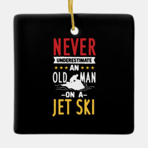 Old Man On A Jet Ski Ceramic Ornament