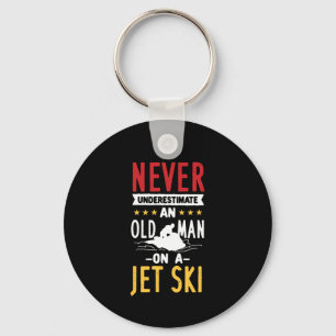 Old Man On A Jet Ski Key Ring