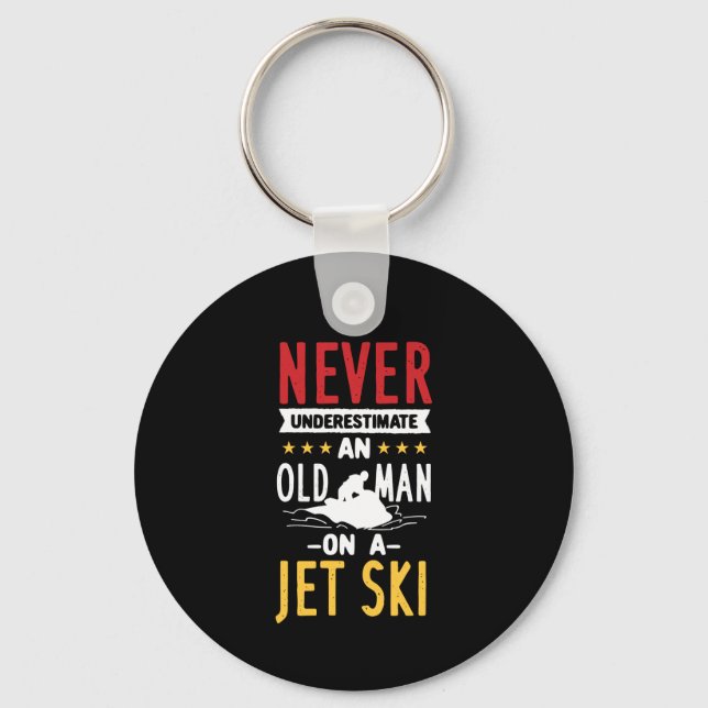 Old Man On A Jet Ski Key Ring (Front)