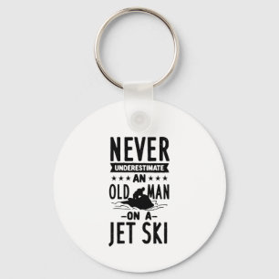 Old Man On A Jet Ski   Key Ring