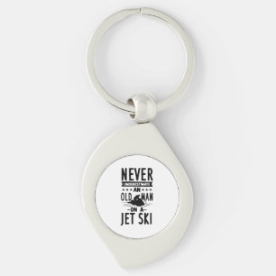 Old Man On A Jet Ski  Key Ring