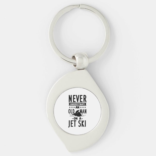 Old Man On A Jet Ski  Key Ring (Front)