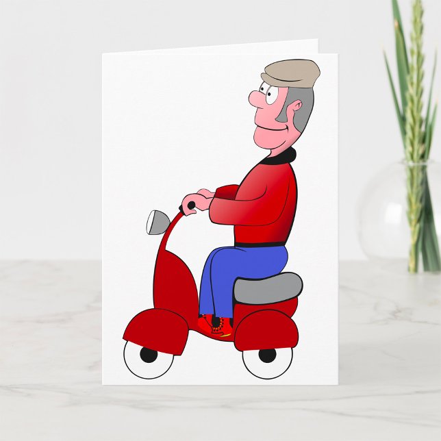 Old Man On A Scooter Greeting Cards (Creator Uploaded)