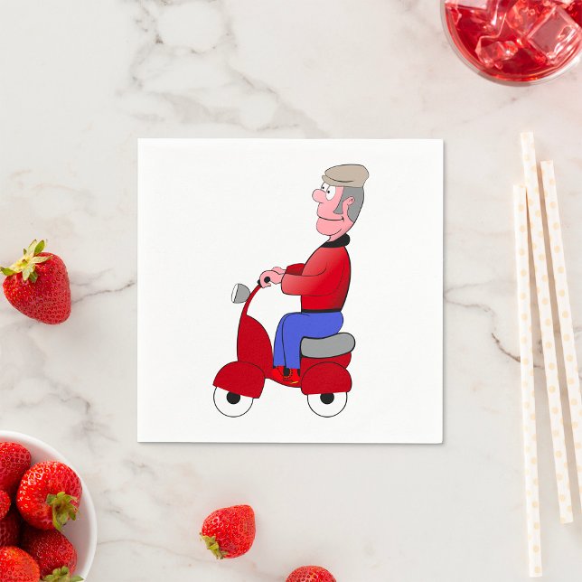 Old Man On A Scooter Paper Napkins (Creator Uploaded)