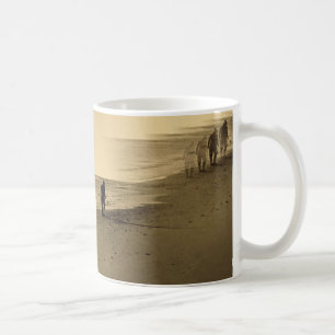 old man on beach mug
