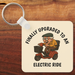 Old Man on Scooter Key Ring