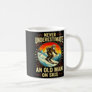 Old Man On Skis Funny Winter Sport Grandpa Retired Coffee Mug