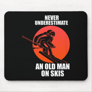 Old Man On Skis Skiing Downhill Ski Grandpa Gift Mouse Pad