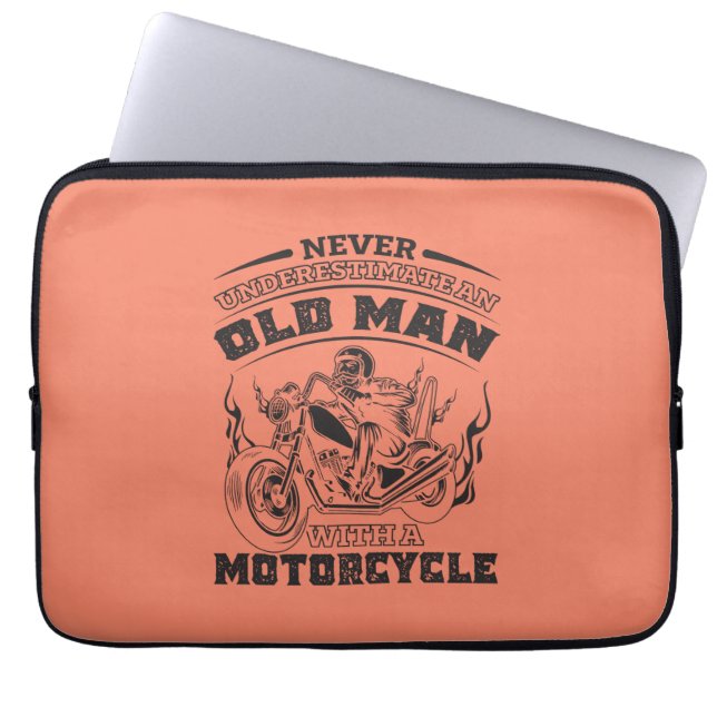 Old Man Passion for motorcycles, Funny Laptop Sleeve (Front)