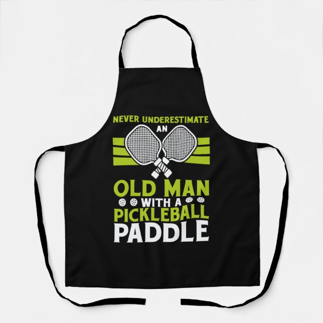 Old Man Pickleball Paddle Gift Apron (Front)
