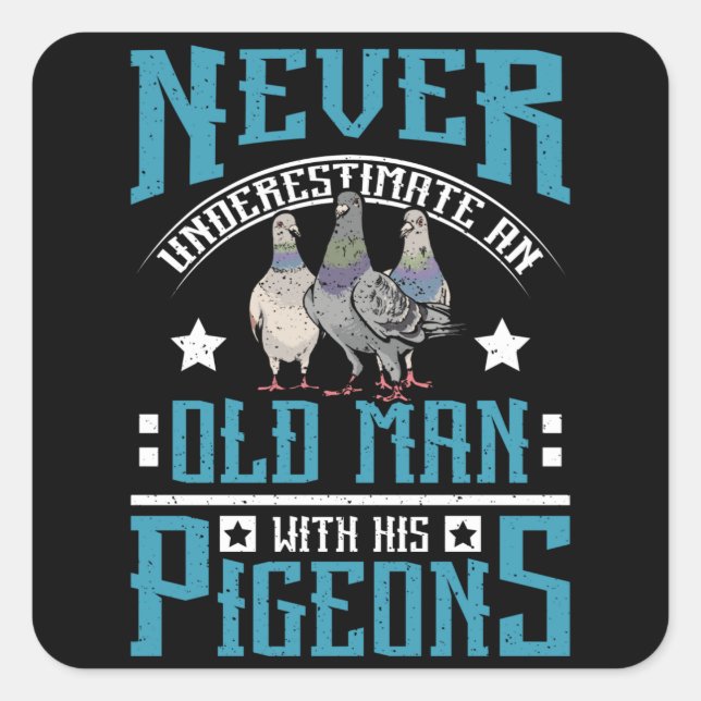 Old Man Racing Pigeons Square Sticker (Front)