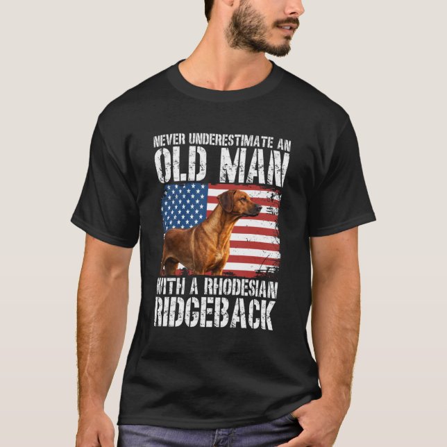 Old Man Rhodesian Ridgeback Dad Rhodesian Ridgebac T-Shirt (Front)