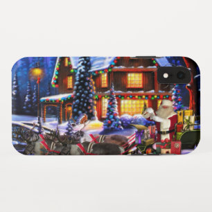 Old Man Santa Claus and Reindeer iPhone XR Case