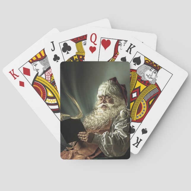 Old Man Santa Claus Reading His List Playing Cards (Back)