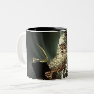 Old Man Santa Claus Reading His List Two-Tone Coffee Mug