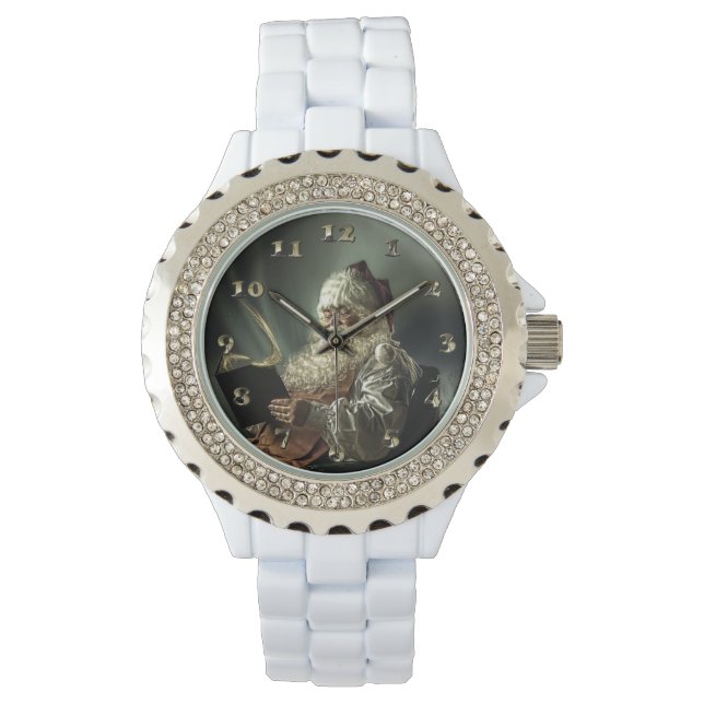 Old Man Santa Claus Reading His List Watch (Front)