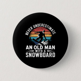 Old Man Snowboarding Lover Humour Design Funny Sno 6 Cm Round Badge