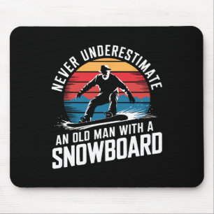 Old Man Snowboarding Lover Humour Design Funny Sno Mouse Pad
