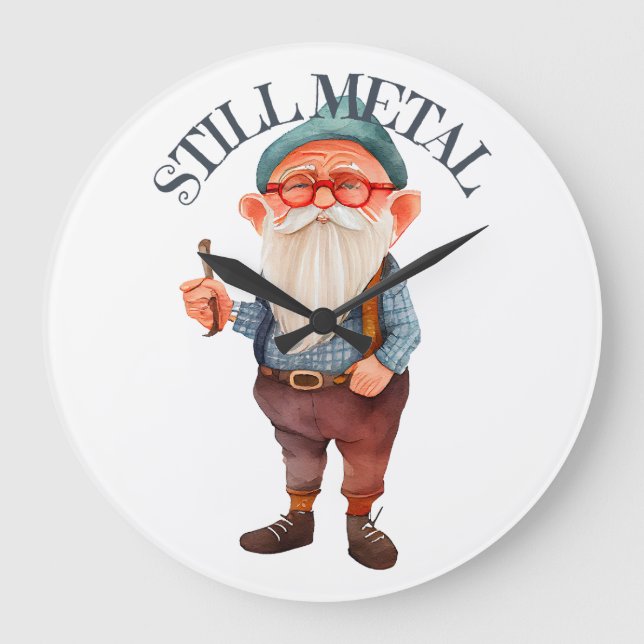 Old Man Still Metal AF Large Clock (Front)