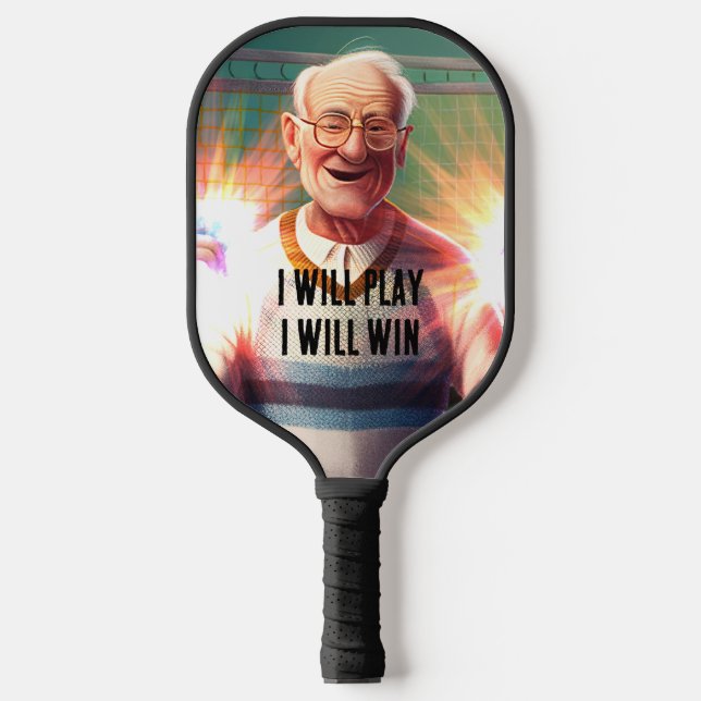 Old Man Triumphant With Your Name Pickleball Paddle (Front)
