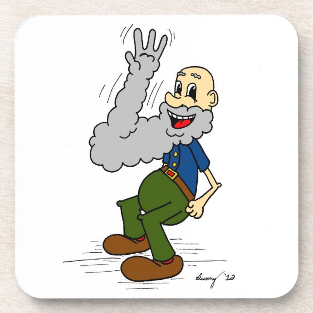 Old Man Waving Beard Coasters - Set of 6 (Front)