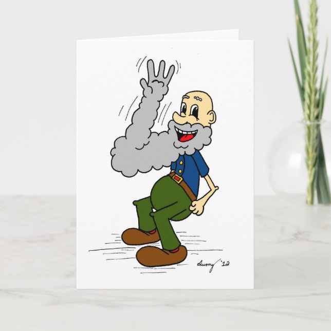 Old Man Waving Beard Greeting Card (Front)