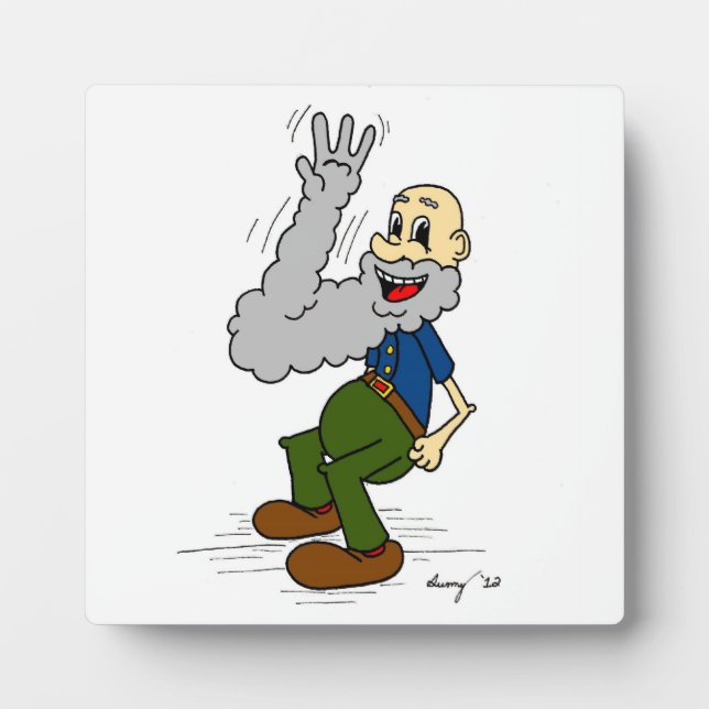 Old Man Waving Beard Plaque (Front)