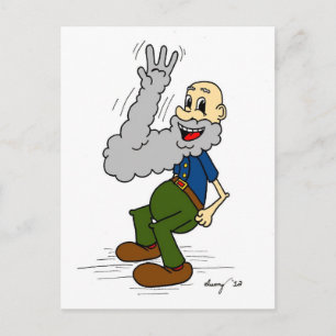Old Man Waving Beard Postcard