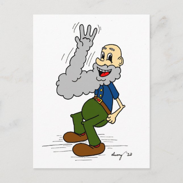 Old Man Waving Beard Postcard (Front)