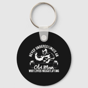 Old Man Who Loves Weightlifting Bodybuilding Worko Key Ring
