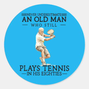Old Man Who Plays Tennis In Eighties Tennis Player Classic Round Sticker