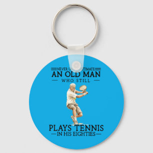 Old Man Who Plays Tennis In Eighties Tennis Player Key Ring