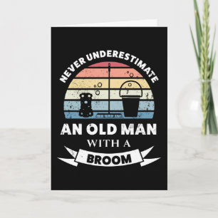 Old man with a Broom Funny Cleaning Gift Card