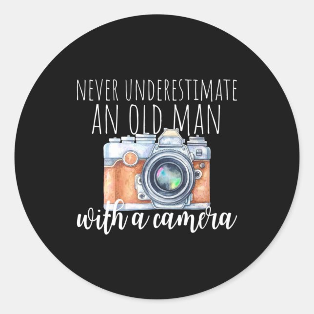 Old Man With A Camera Classic Round Sticker (Front)
