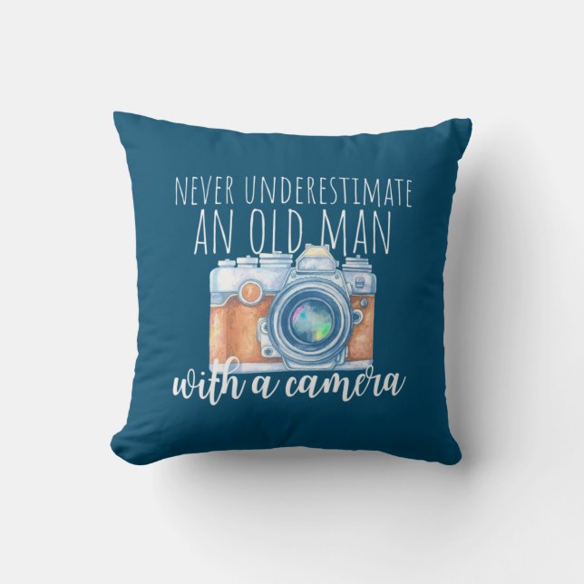 Old Man With A Camera Cushion (Front)