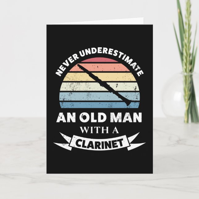 Old Man with a Clarinet Funny Gift Dad Card (Front)