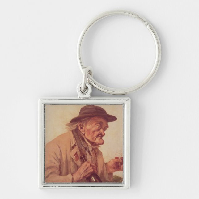 Old Man with a glass of wine Key Ring (Front)