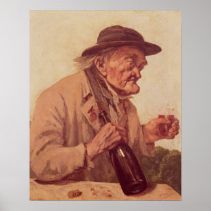 Old Man with a glass of wine Poster