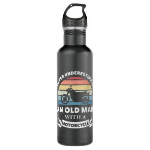 Old Man with a Motorcycle Funny Gift Dad 710 Ml Water Bottle