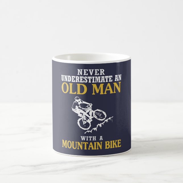 OLD MAN WITH A MOUNTAIN BIKE COFFEE MUG (Center)