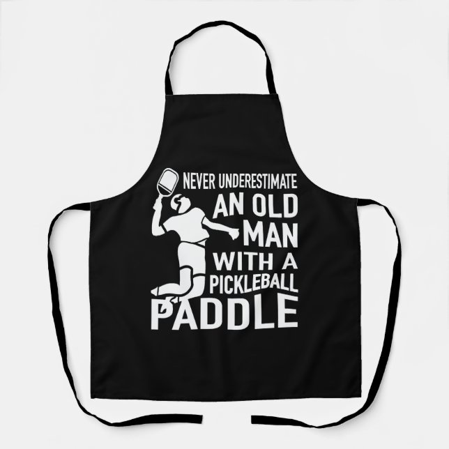 Old Man with a pickleball paddle    Apron (Front)