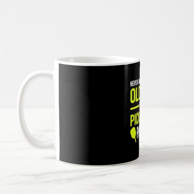Old Man With a Pickleball Paddle Funny Senior Men Coffee Mug (Left)