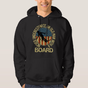 Old Man With A Wakeboard Stars Stripes Hoodie