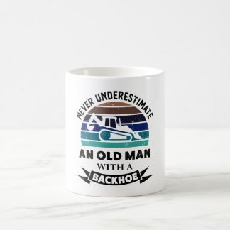 Old Man with Backhoe Funny Excavator Gift Dads Coffee Mug