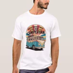 Old Man With Campervan Retro Adventure Travel T-Shirt