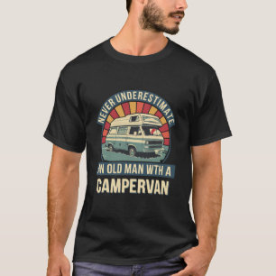 Old Man With Campervan Retro Adventure Travel T-Shirt
