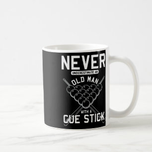 Old Man With Cue Stick Billiards Player Snooker Po Coffee Mug