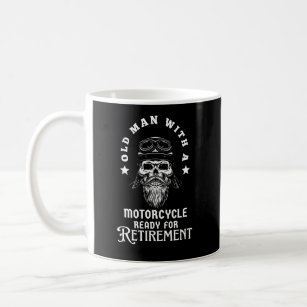 Old Man With Motorcycle Ready For Retirement Coffee Mug