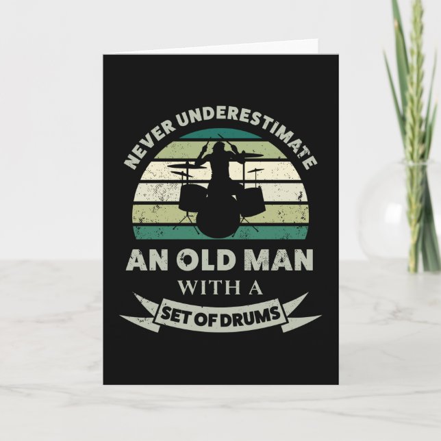 Old Man with set of Drums Funny Dad Gift Card (Front)