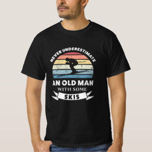 Old Man with some Skis Funny Gift Dad T-Shirt